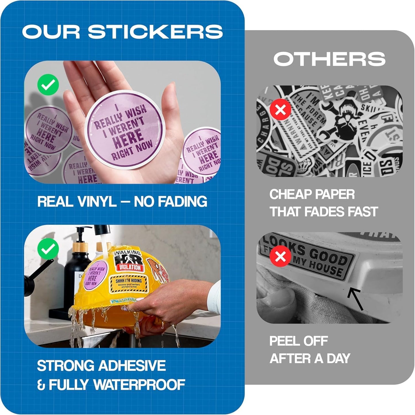80 Piece Funny Hard Hat Sticker Pack – 2 Inch Vinyl Decals for Construction Workers, Toolboxes, and Helmets – Durable UV Resistant Stickers with Hilarious Jobsite Humor, No Duplicates