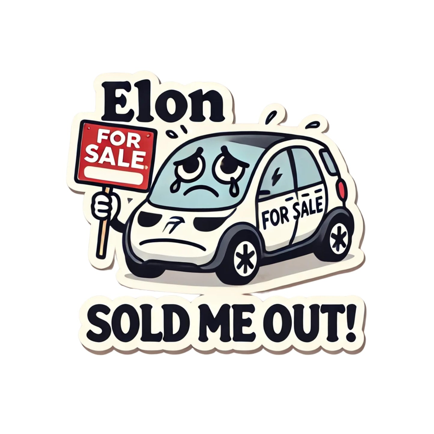 Elon Sold Me Out! Funny Electric Car Window Sticker – Hilarious 4 inch Vinyl Sticker for Tesla Owners, EV Drivers, Laptops, Bumpers & More!
