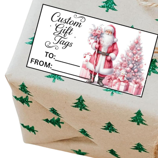 Custom Holiday Gift Tags, 3x2 Inch Vinyl Stickers, Christmas Theme to from Labels, Pack of 6, Personalized Name Tags with Photo Upload Option
