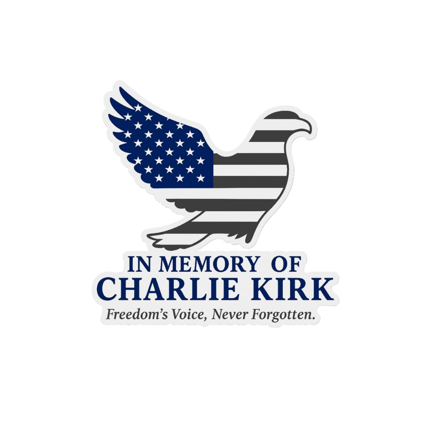 Charlie Kirk Memorial Stickers – 3 Pack, 3 Inch Vinyl Decals, Patriotic Eagle Design, Black White & Navy Color Scheme Variation