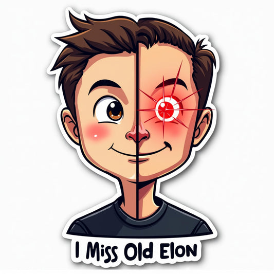 I Miss The Old Elon Sticker - Bold 4x3.25 Inch Vinyl Sticker for Tesla Critics, Anti-Elon Fans, and Collectors