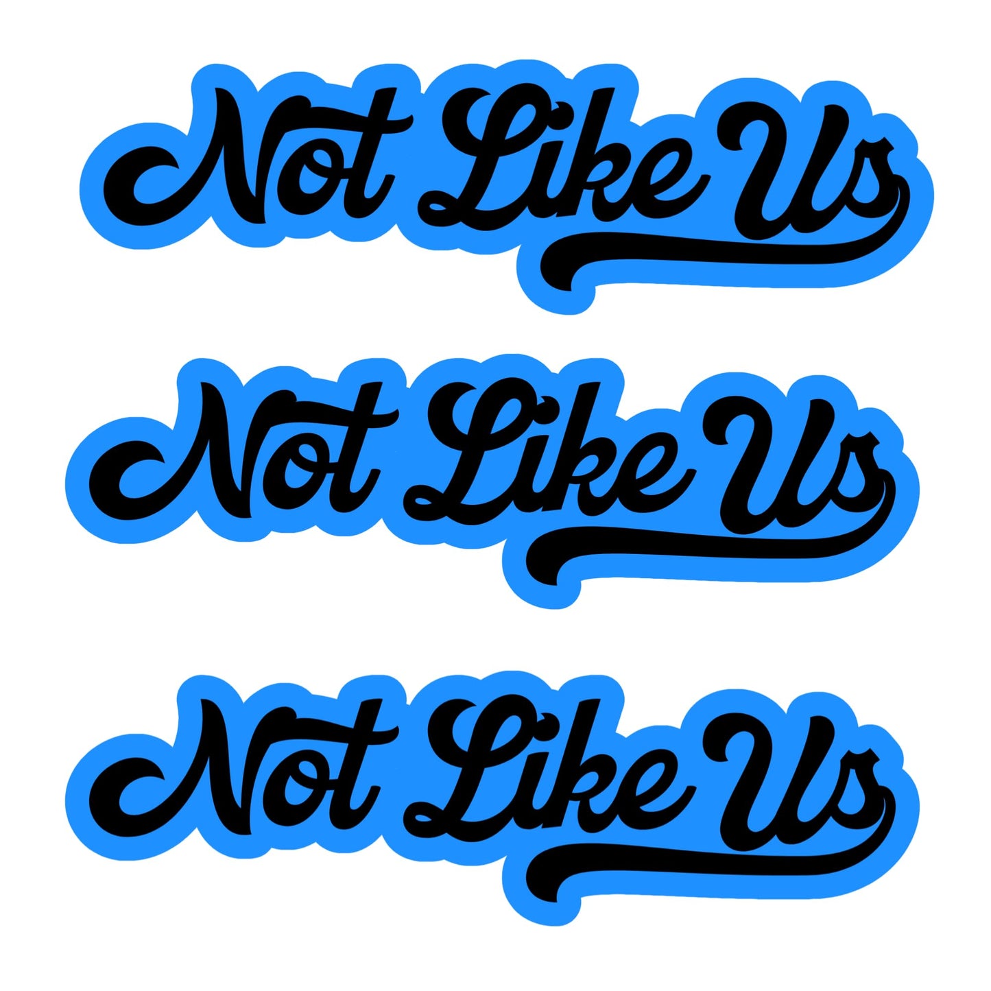 Not Like Us Dodgers Inspired Decal Stickers, Blue and Black, 4 x 1.5 inches, Pack of 3