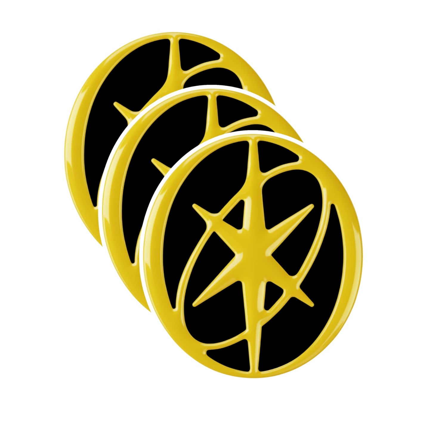 Neon Yellow Star Emblem Vinyl Stickers, 3 Inch, 3 Pack