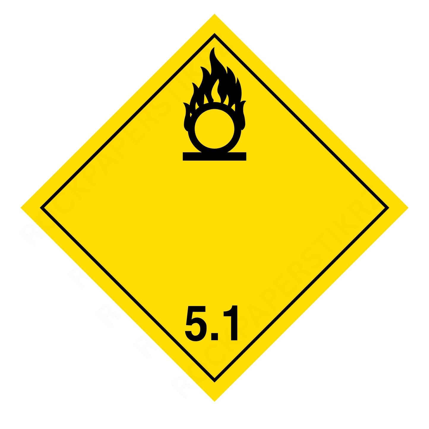 Oxidizer Class 5.1 Placard – 10.75” Hazard Warning Label – Yellow Diamond Safety Sticker for Transport & Warehouse Use – Industrial Grade Cast Vinyl with UV Overlaminate