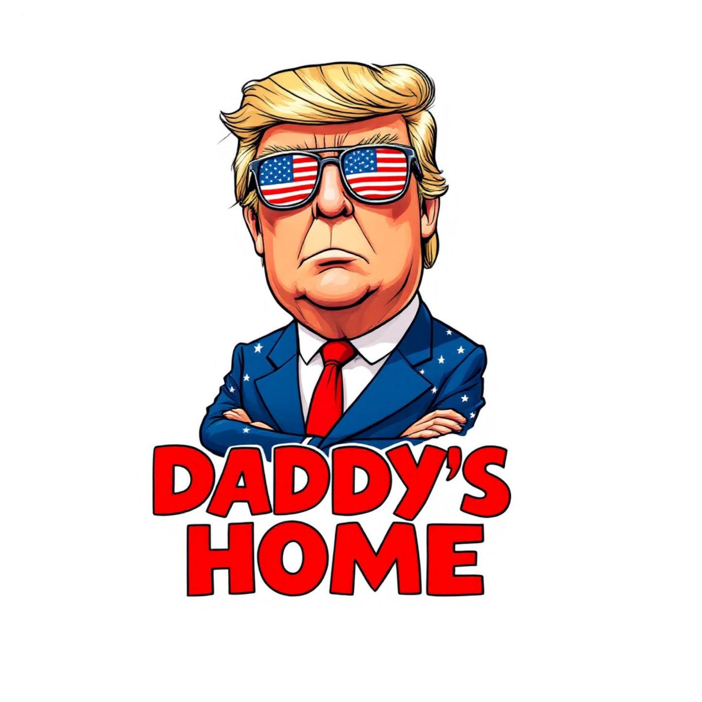 Patriotic American Flag Sunglasses Cartoon Vinyl Sticker, Daddy's Home Collection