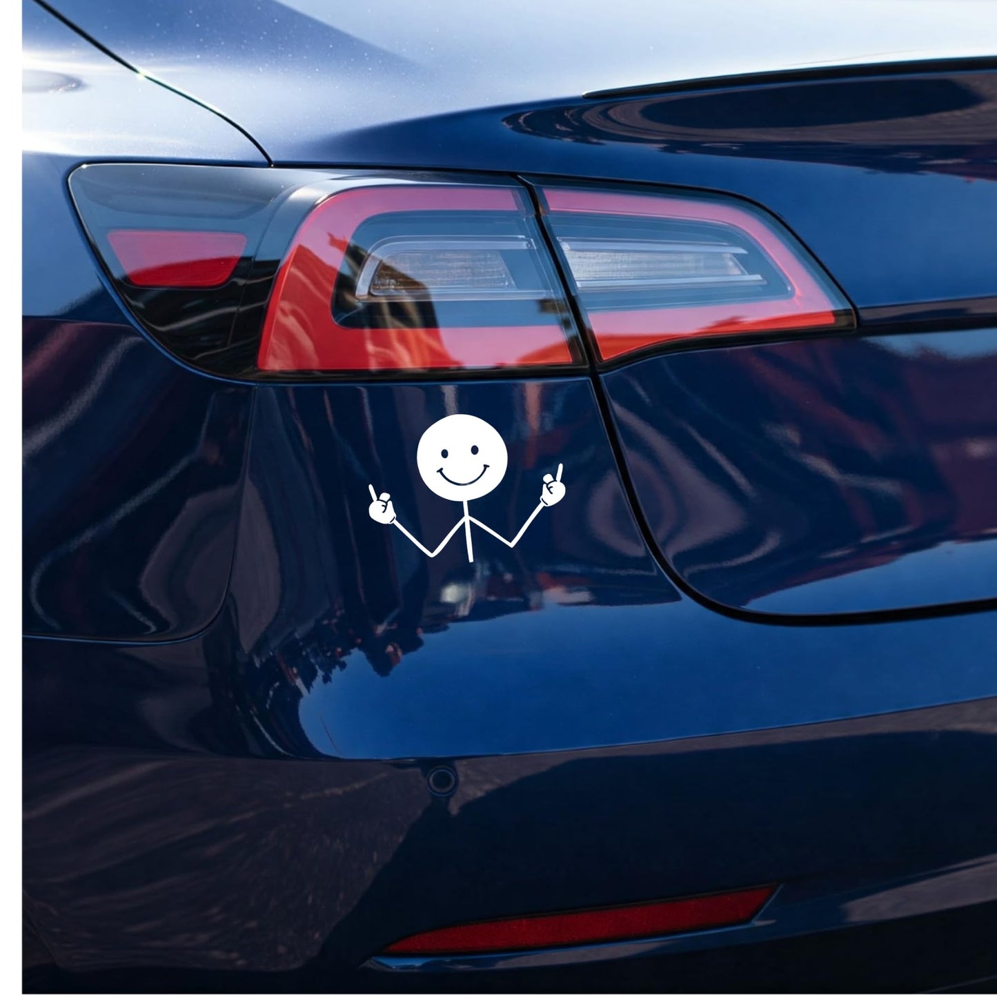 Funny Middle Finger Stick Figure Decal, White Vinyl Car Window Sticker
