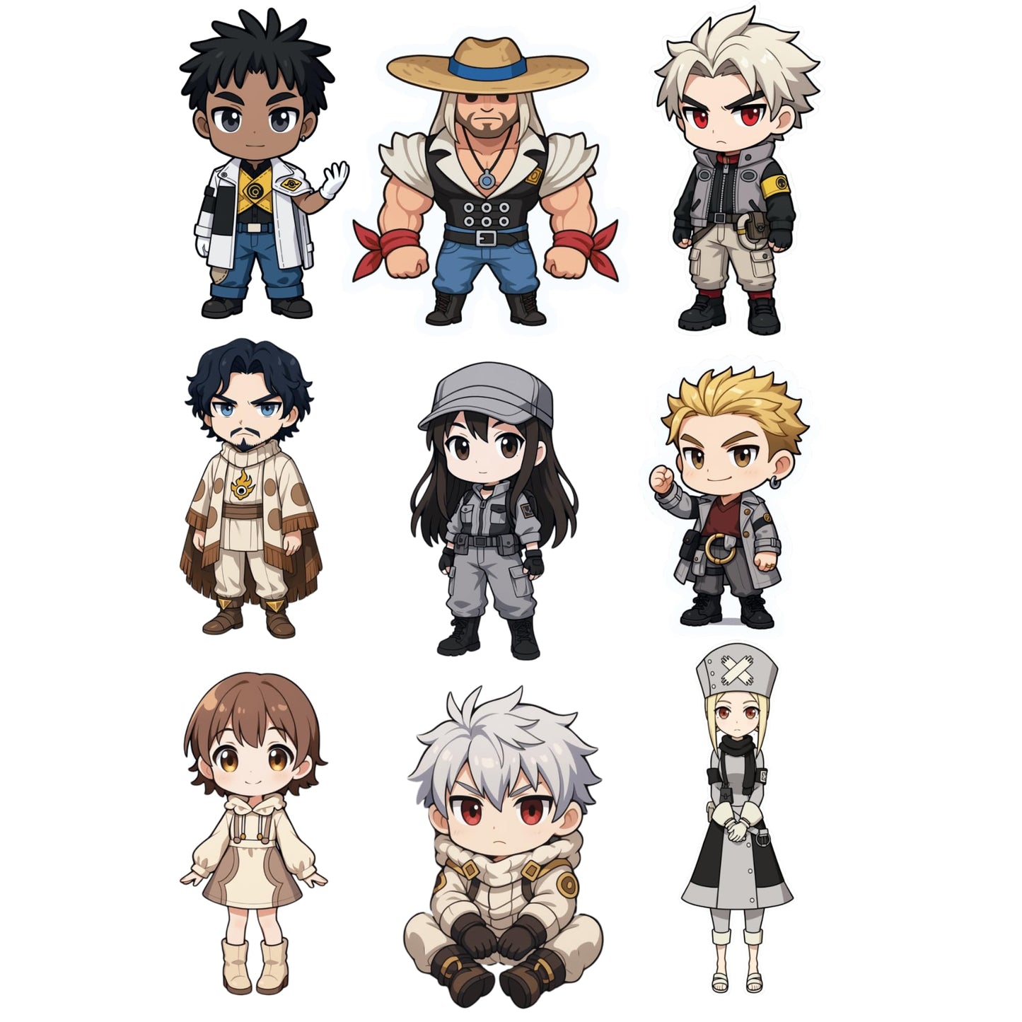 18 Pack Chibi Anime Style Character Stickers, Waterproof Vinyl Decals, 3 Inch, Laptop Phone Bottle Skateboard Decoration