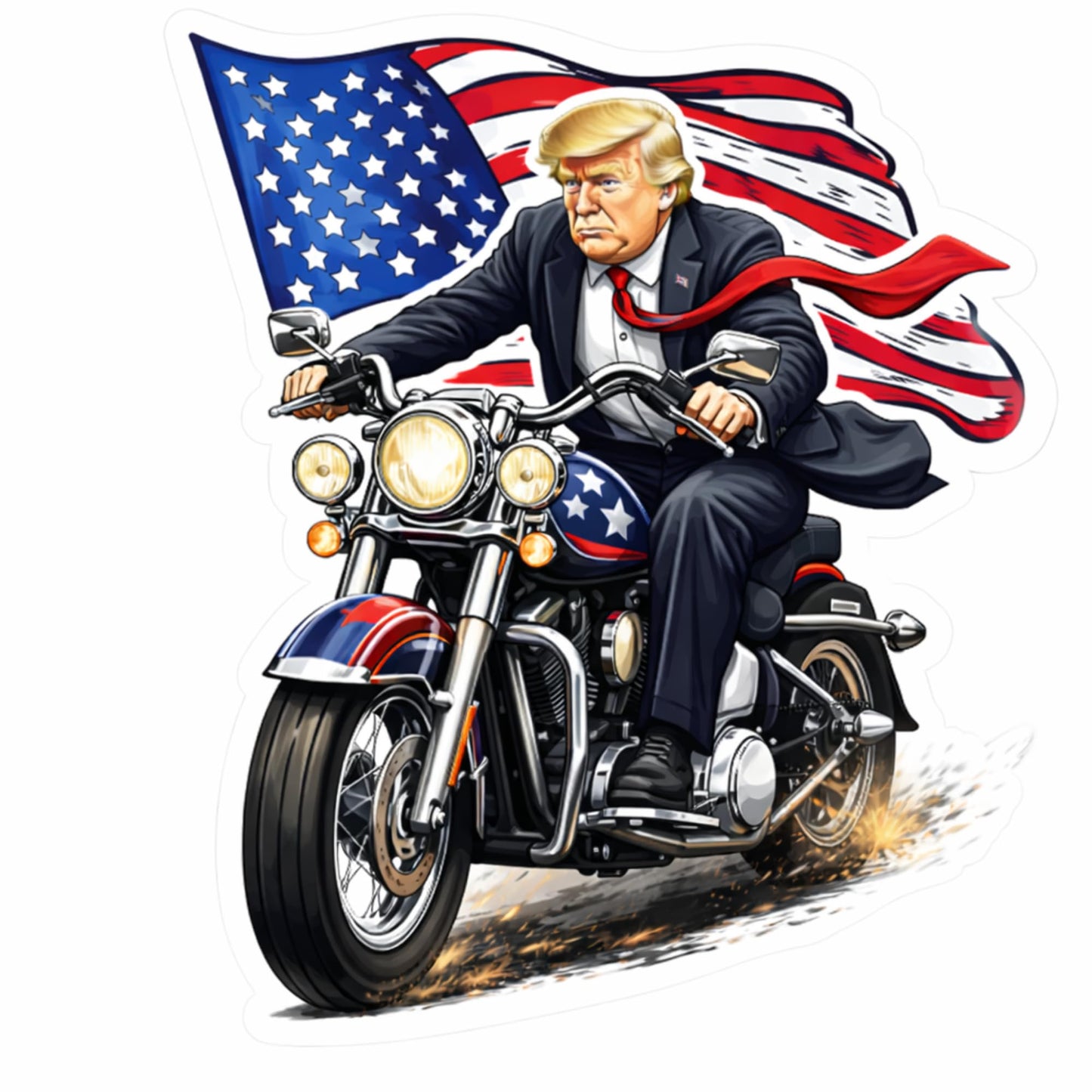 Donald Trump on a Motorcycle Sticker - 3" (3 Pack) - Funny Political Sticker - Vinyl Decal