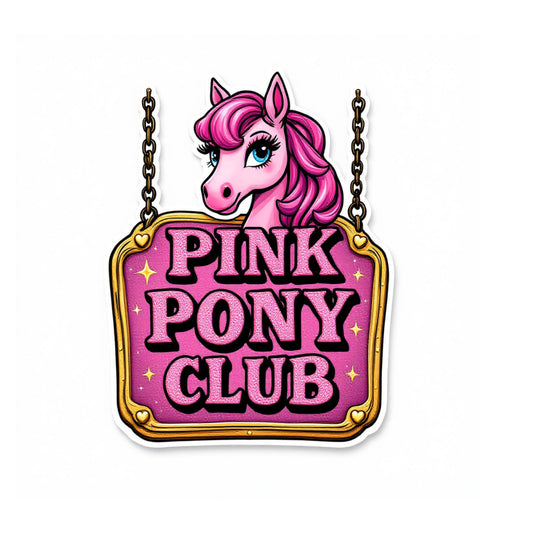 Classic Pink Pony Club Hanging Plaque Sticker – Bold Cowgirl Pony