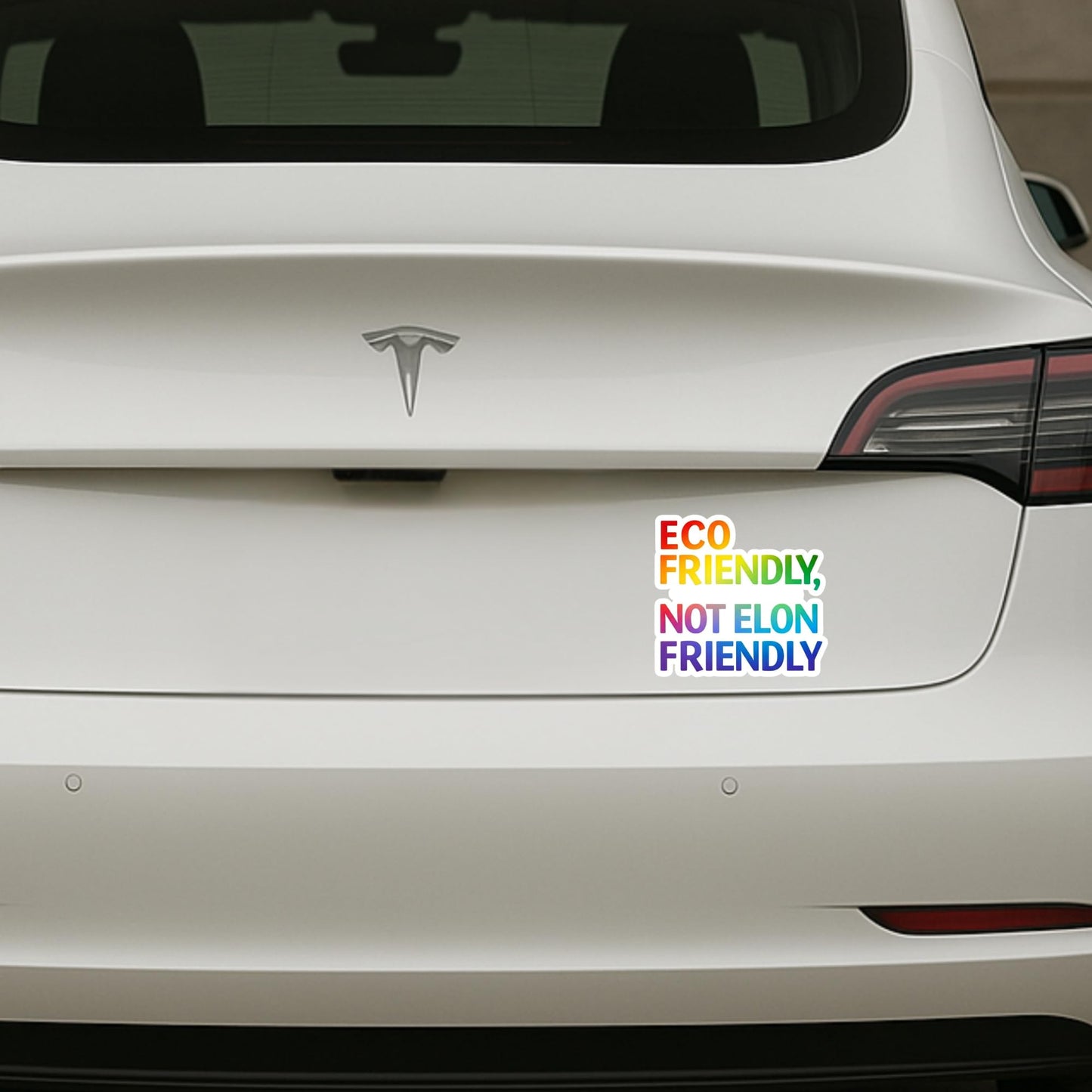 ECO Friendly, NOT Elon Friendly Rainbow Pride LGBTQ+ Bumper Sticker, 5 inch, Vinyl Sticker for Tesla Drivers, Laptops, Car, Water Bottles and More (2 Pack)