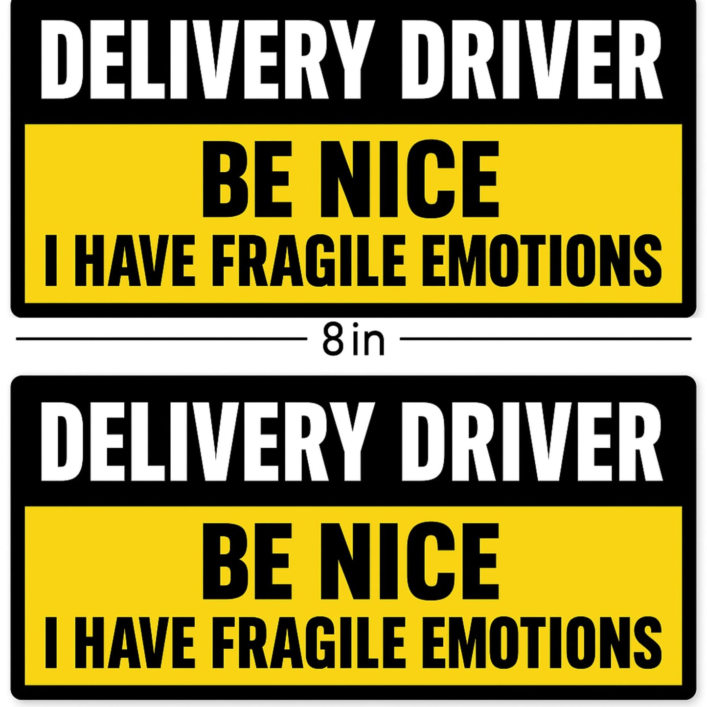 Delivery Driver Car Magnet Sign (2-Pack), 8 Inch, Black and Yellow, Strong Heavy-Duty 30-Mil Vinyl, Weather-Resistant, Funny Message for Food Delivery Services