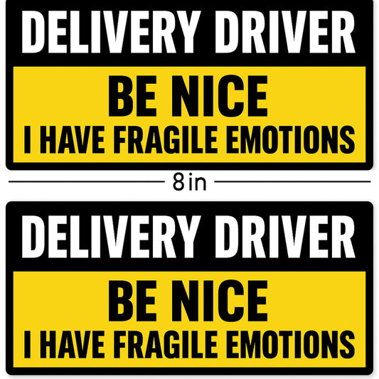 Delivery Driver Car Magnet Sign (2-Pack), 8 Inch, Black and Yellow, Strong Heavy-Duty 30-Mil Vinyl, Weather-Resistant, Funny Message for Food Delivery Services