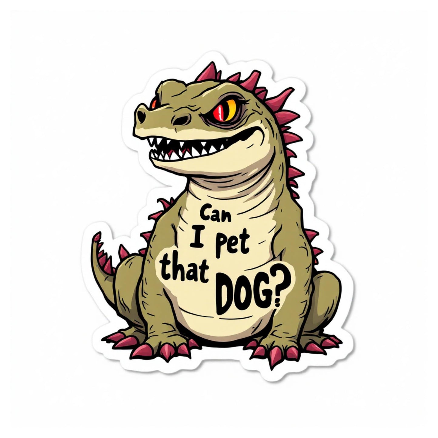Can I Pet That Dog? Lizard Sticker – Funny Reptile Vinyl Sticker for Laptops, Tumblers & Water Bottles, 3 x 2.45 Inch