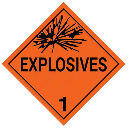 Explosives 1 Placard – 10.75" Hazard Class 1 Diamond – Premium Cast Vinyl, UV Laminated, Waterproof DOT Safety Sticker for Trucks, Warehouses, Transport Compliance