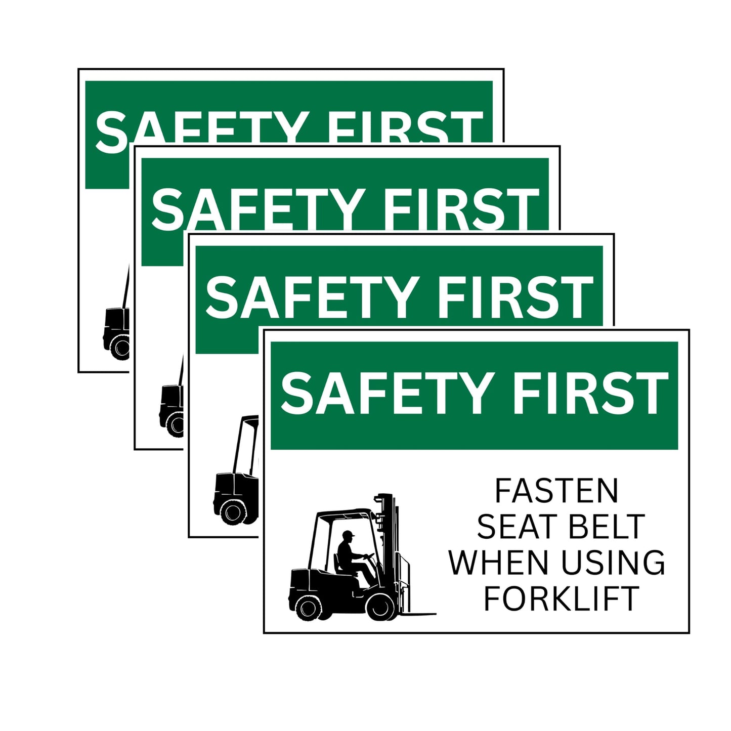 4X Safety First Fasten Seat Belt When Using Forklift ANSI Safety Label Sticker Decal, 7x5 in. Vinyl for Machiner