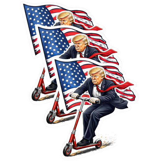 Patriotic Scooter Rider Vinyl Stickers 3 Inch Waterproof Die Cut Decals 3 Pack American Flag Scooter Art