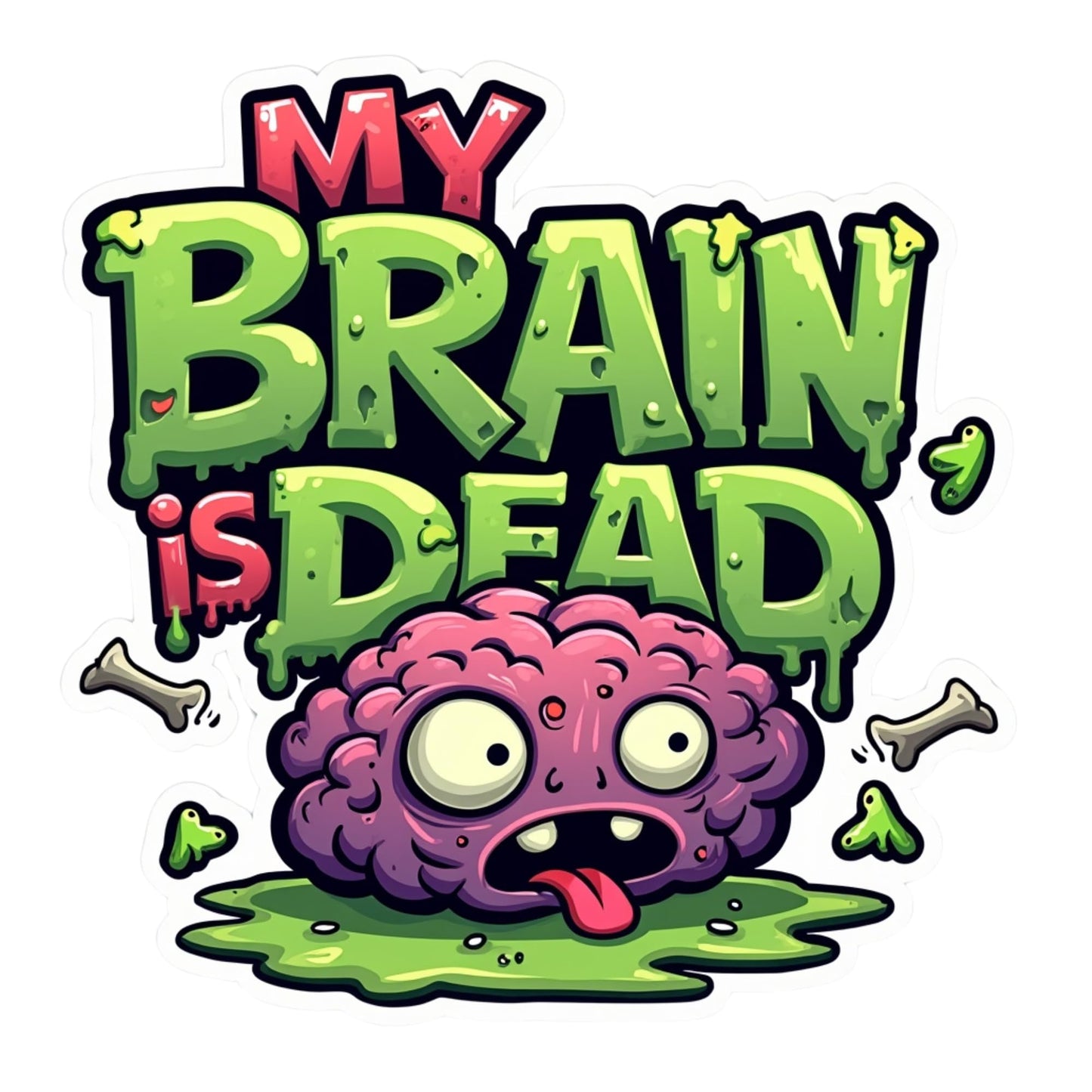 My Brain is Dead Vinyl Sticker, Funny Zombie Brain Design, Decorative Laptop Water Bottle Decal