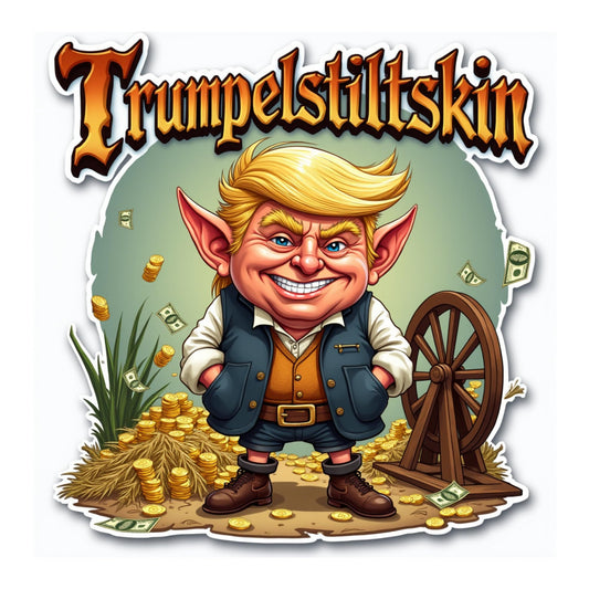 Trumpelstiltskin Vinyl Sticker – Funny Anti-Trump Political Satire, Rumpelstiltskin Parody, Anti-Trump Caricature, Protest Gag Gift, Laptop & Water Bottle Decal Sticker (4 Inch)