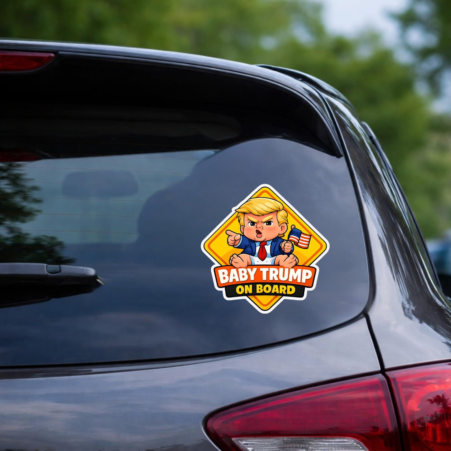 6 Inch Baby Trump On Board Car Sticker Funny Political Baby Warning Decal UV Resistant Vinyl Bumper Window Sticker
