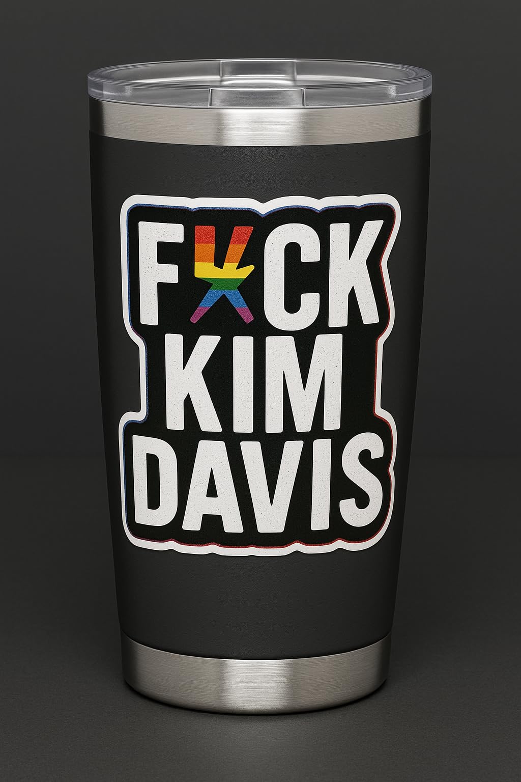 Fuck Kim Davis Decal, LGBTQ Pride Rainbow Protest Vinyl Sticker, 5 Inch Gloss Finish, UV Resistant, for Laptop, Tumbler, Bumper