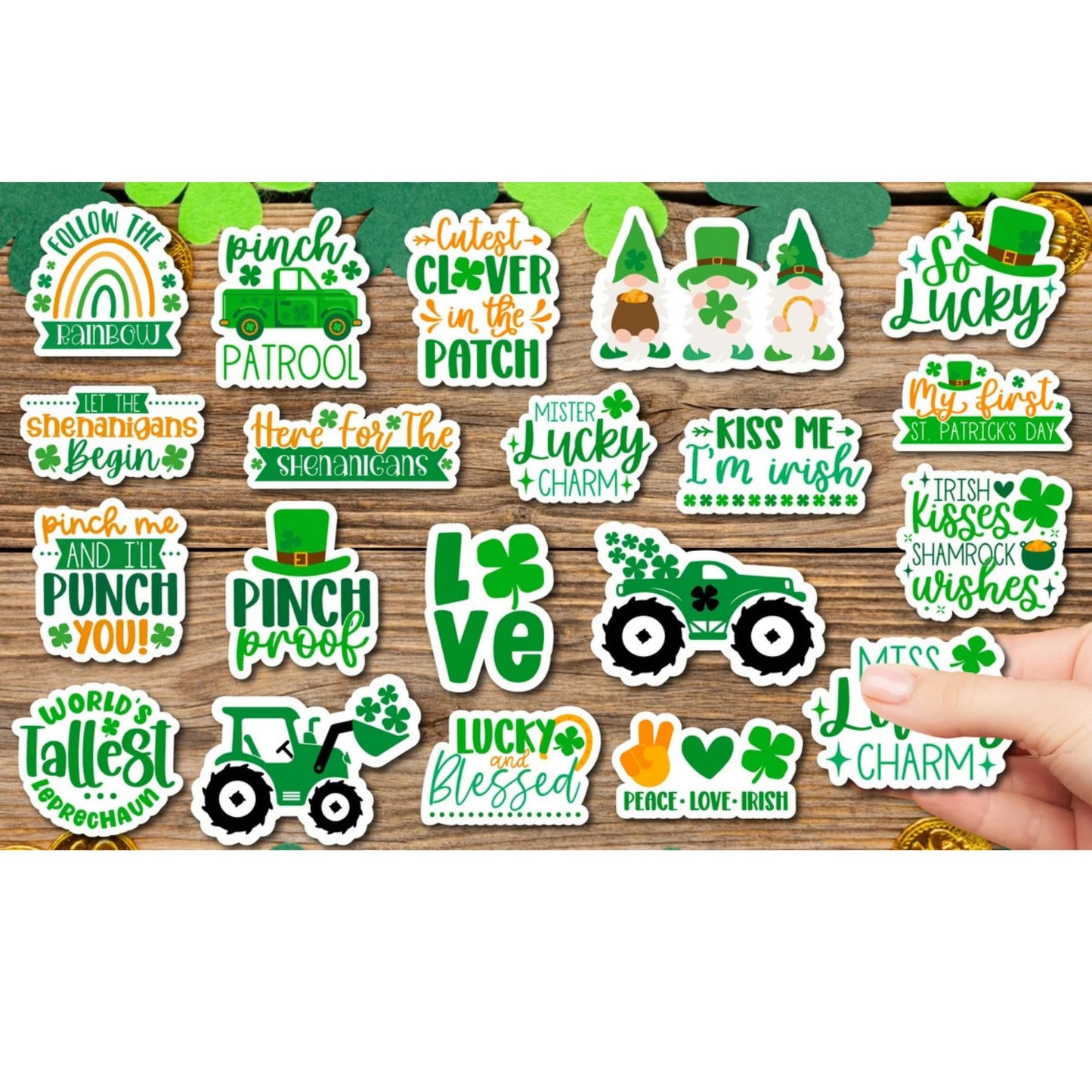 St Patrick’s Day Sticker Pack 27 PCS 3 Inch Waterproof Vinyl Stickers Lucky Shamrock Leprechaun Irish Stickers for Water Bottles Laptops Tumbler Scrapbook Party Favors