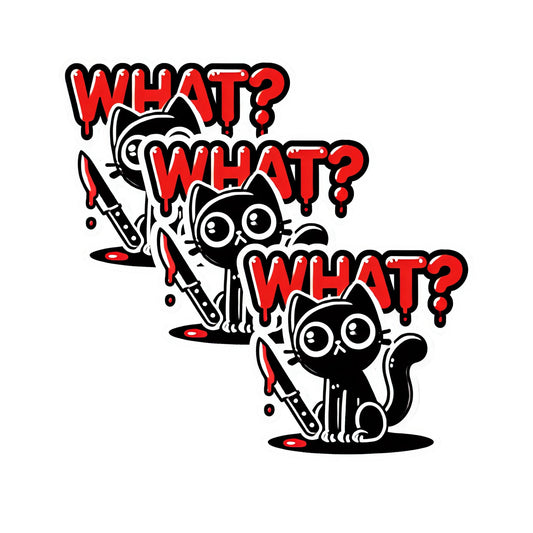 United by Color Funny Cat Sticke Black Cat Sticker with Knife - Used for Halloween, Laptop, Phone, Helmet, Mugs, Water Bottle, Notebook, Toolbox