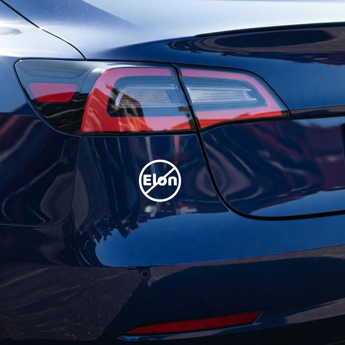 No Elon Vinyl Decal | Funny Anti Tesla Driver Sticker | 4-Inch White Car Window Decal | Waterproof & Fade Resistant Vinyl Bumper Sticker