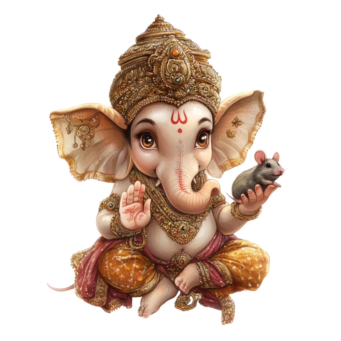 Baby Ganesha Vinyl Sticker, 5 Inch Decorative Hindu Art Decal for Laptops, Water Bottles, Cars, Notebooks