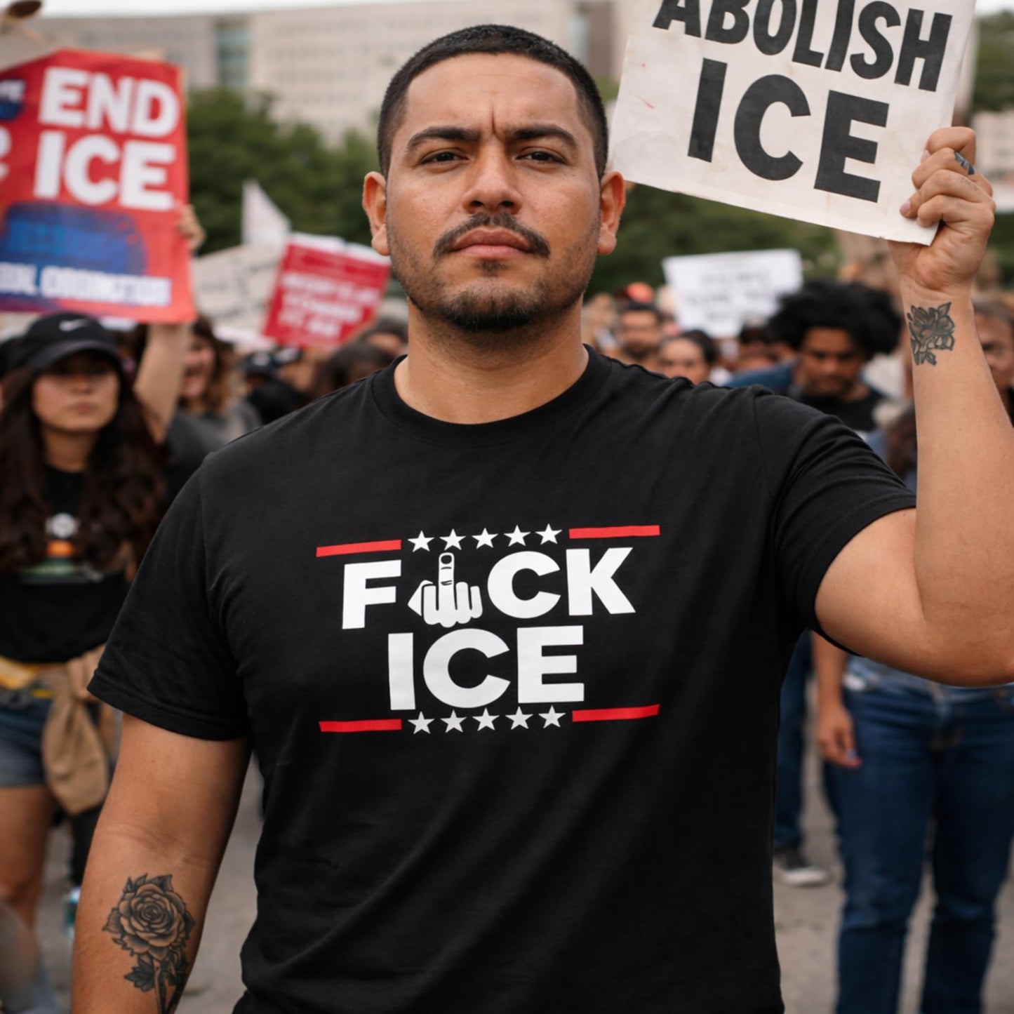 Anti ICE Shirt Protest Tee Mens Political Graphic Anti-ICE Shirt Streetwear Activist Top