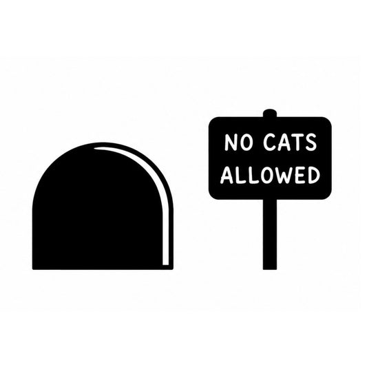 RockPaperStikrz No Cats Allowed Mouse Hole Wall Decal, Funny Vinyl Sticker, 5 x 3 Inch, Glossy Finish, Cartoon Style