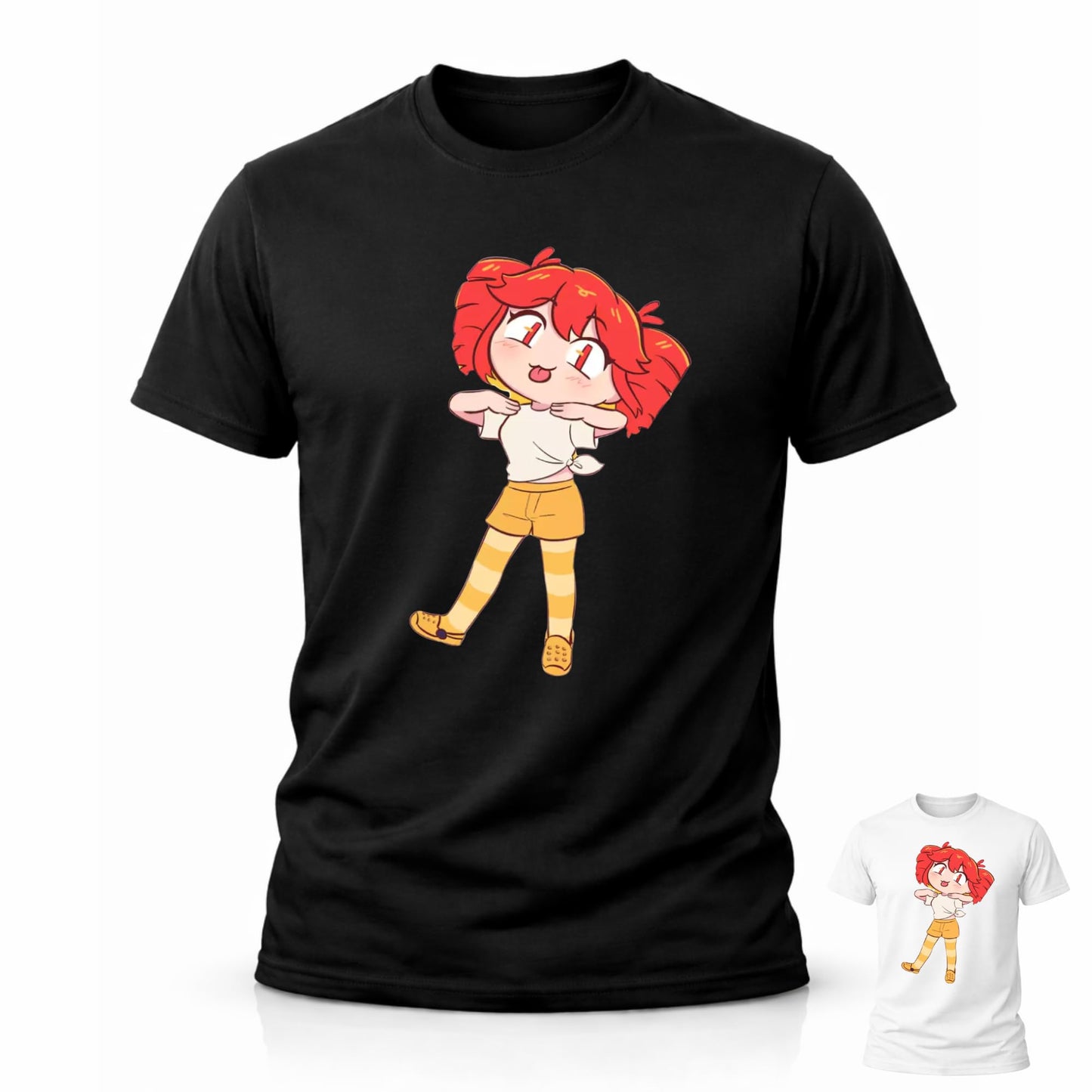 Kasane Teto T Shirt White Or Black Tee, Cute Chibi Anime Character Graphic Tee for Men