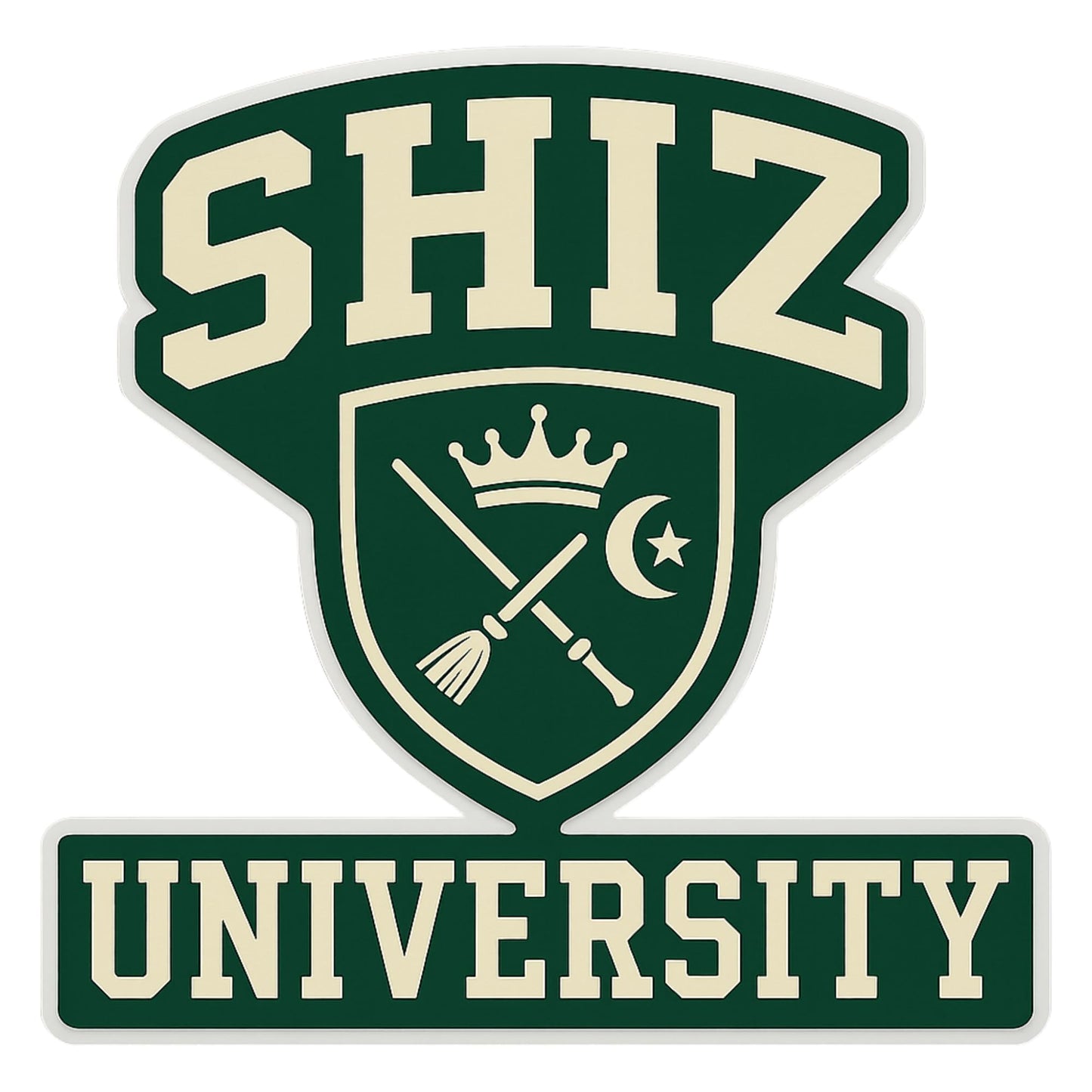 Shiz University Sticker – Emerald Green Collegiate Crest Vinyl Decal | Wicked-Inspired Fantasy University Design | 5-Inch Waterproof, UV-Resistant Premium Sticker