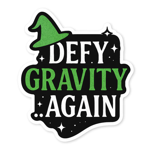 Wicked Vinyl Die-Cut Sticker, Black and Green, 5-Inch, Defy Gravity Design for Laptops and Water Bottles