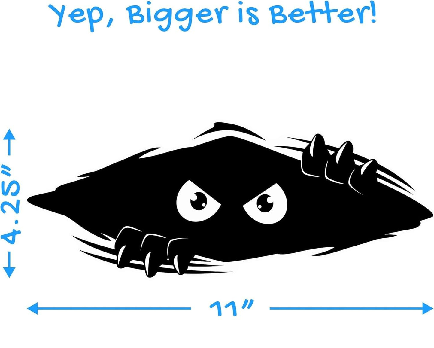 Peeking Monster Vinyl Car Decal, Black, Large 11x4.25 Inch, Bumper Sticker for Cars, Trucks, Golf Carts, Vehicle Windows