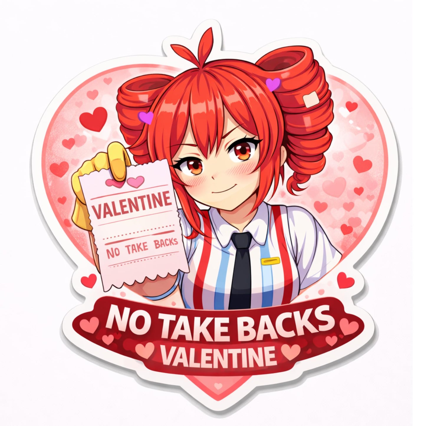 Kasane Teto Valentine Stickers 3 Inch 8 Pack Die Cut Vinyl Anime Meme Sticker Set Cute Chaotic Valentine Decals for Laptop Water Bottle