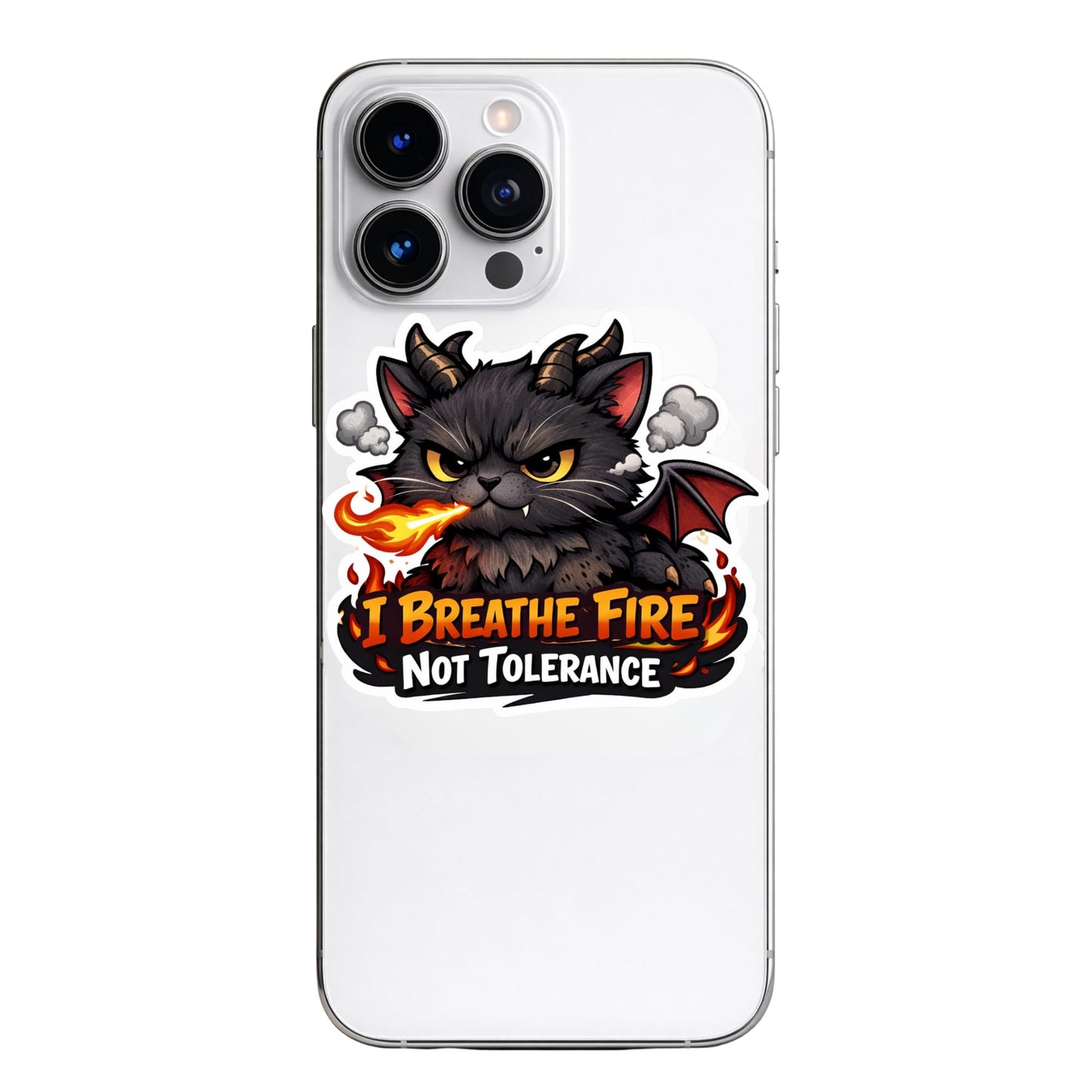 Cute Cat Dragon Stickers 4 Pack, Loaf of Destruction and I Breathe Fire Not Tolerance, 3 Inch Vinyl Die Cut Waterproof Stickers, Multicolor Cartoon Design for Laptops Water Bottles Cars