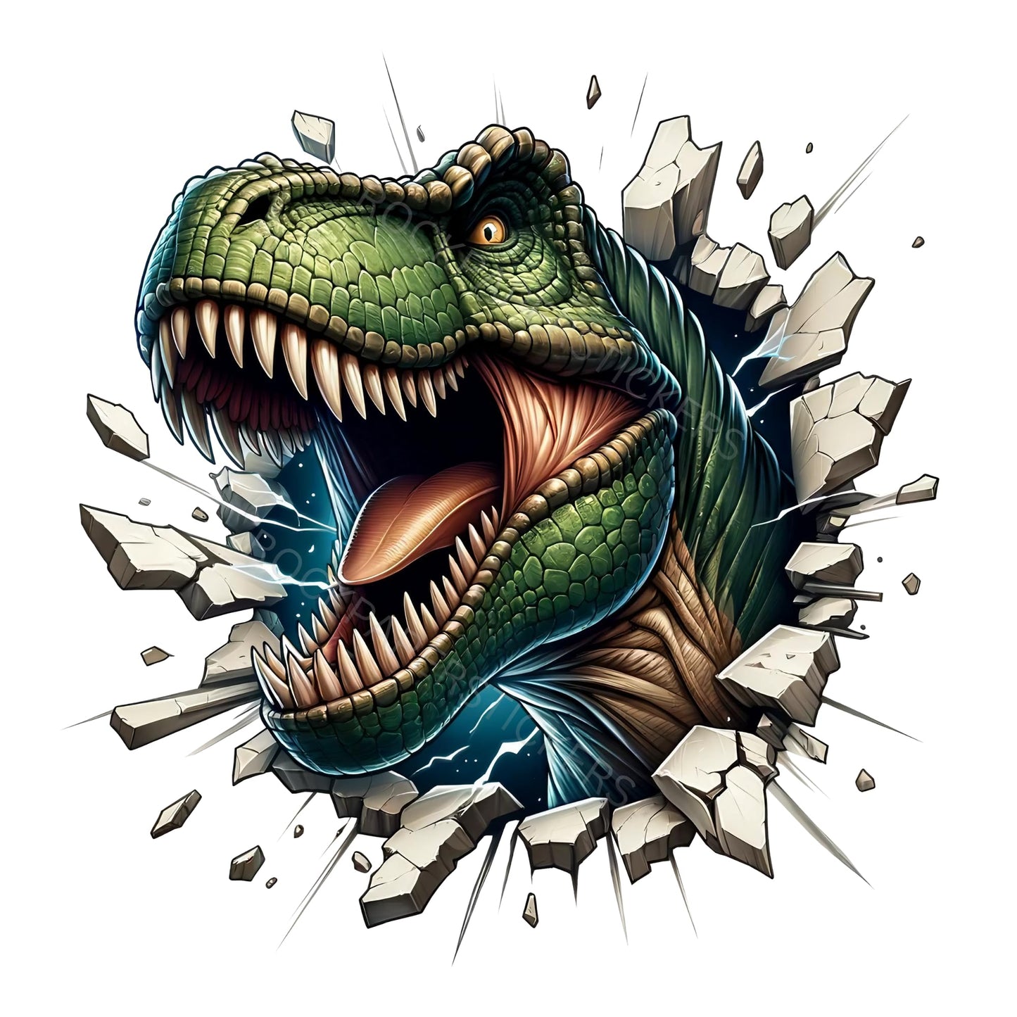 3D T-Rex Dinosaur Wall Decal, 20 Inch Breakthrough Design, Large Vinyl Sticker for Kids Bedroom, Playroom Wall Art Decor