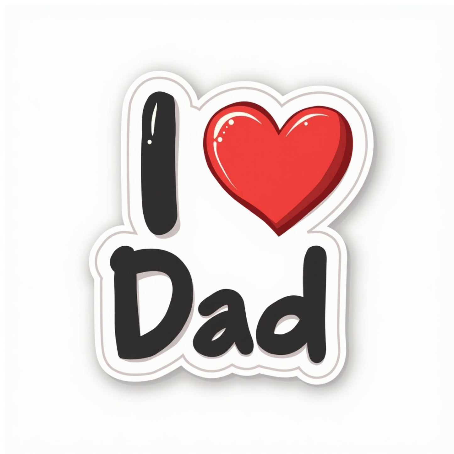 I Love Dad Vinyl Sticker, 3 x 2 inches, White Background with Heart Design