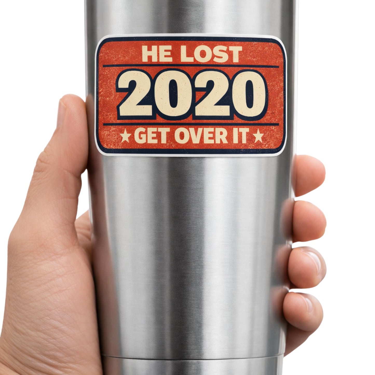 He Lost 2020 Get Over It Funny Political Bumper Sticker, Anti Trump Vinyl Decal for Car Laptop Phone Tumbler, 3 5 8 Inch Sizes