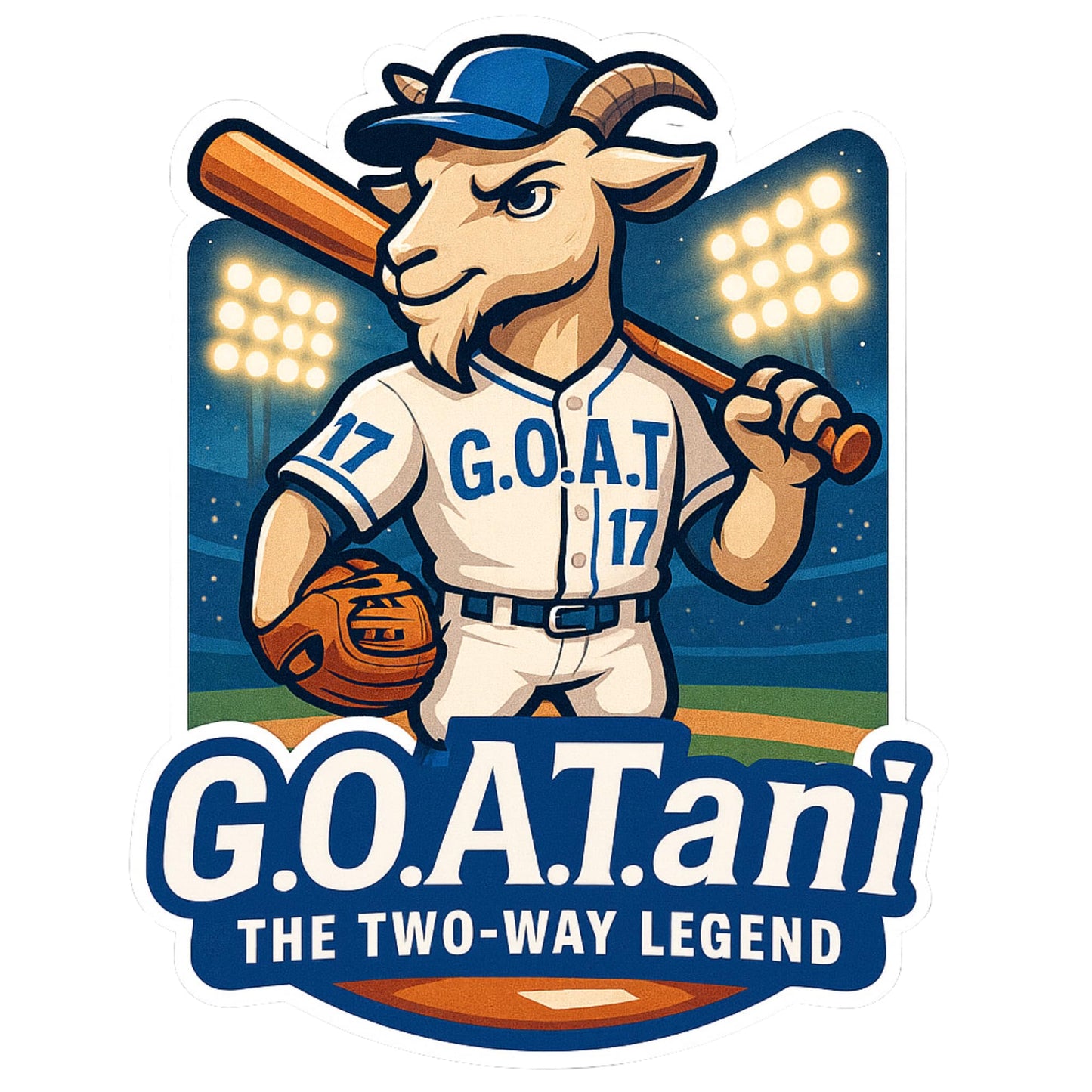 G.O.A.Tani Baseball Goat Sticker – Funny Two-Way Legend Sports Decal | 5 Inch UV-Resistant Vinyl for Laptops, Water Bottles, Cars & Tumblers