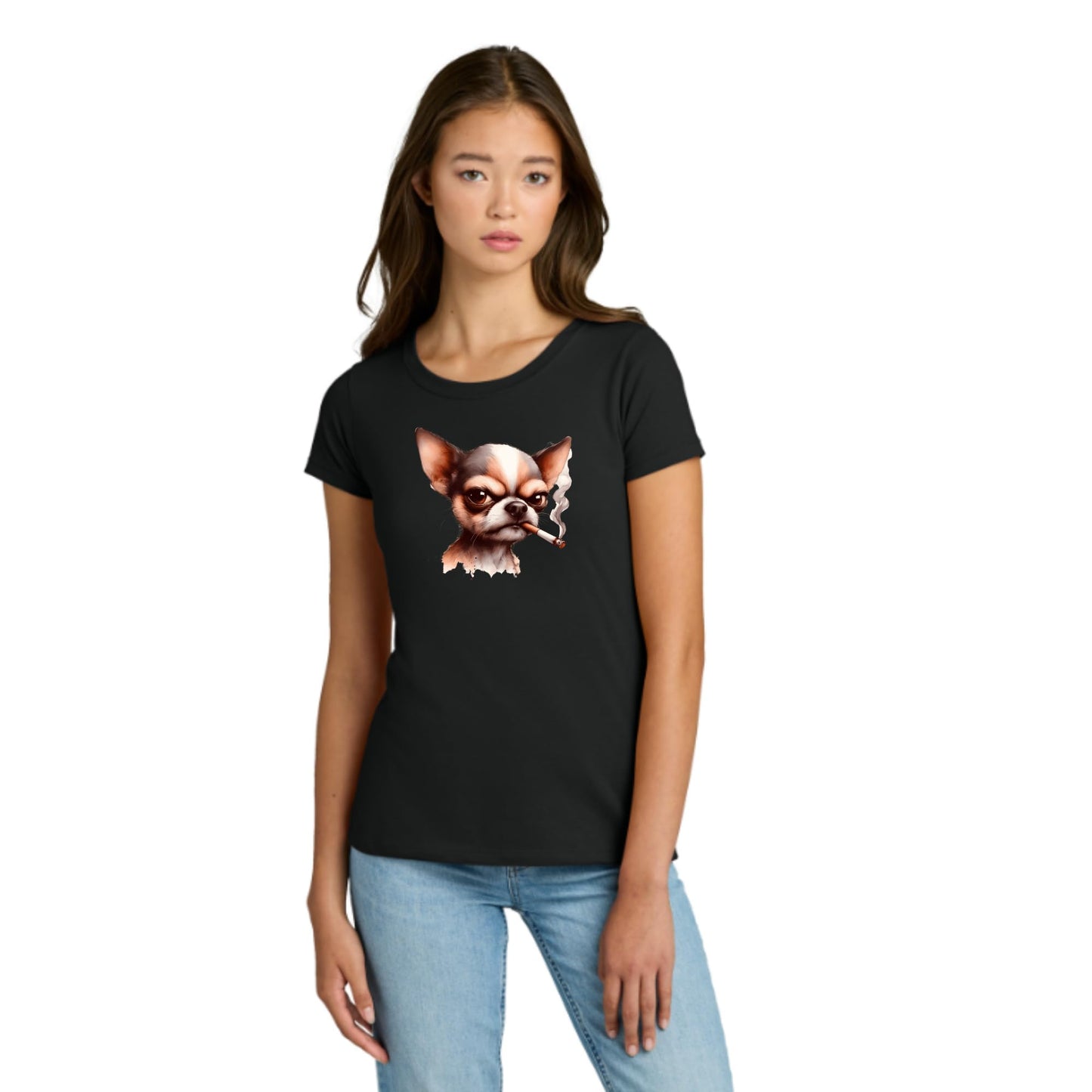 Smoking Chihuahua T Shirt Funny Angry Dog Shirt Cool Smoking Chihuahua Graphic Tee Mens Womens Chihuahua Lover Shirt Black
