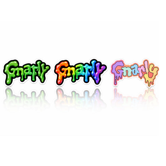 Gnarly Vinyl Sticker Pack, 3 Drip Style Designs, Colorful Decals, Glossy Rainbow, Neon Green Slime, Pastel Melt Aesthetic for Laptop, Water Bottle, Skateboard