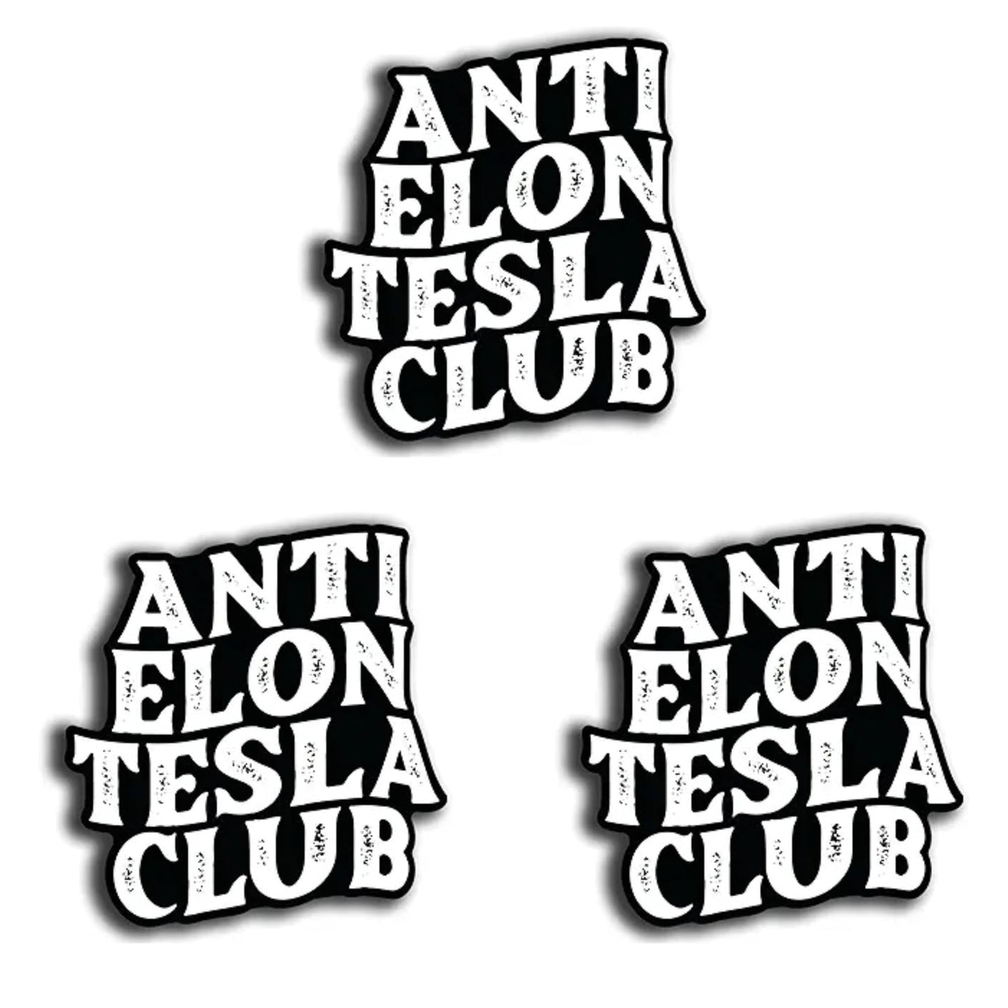 Anti Elon Tesla Club Vinyl Stickers for Tesla Owners Model X Y 3 Black and White Funny Gift for Tesla Owners Regret Elon Musk (3 Inch) (3 Pack)