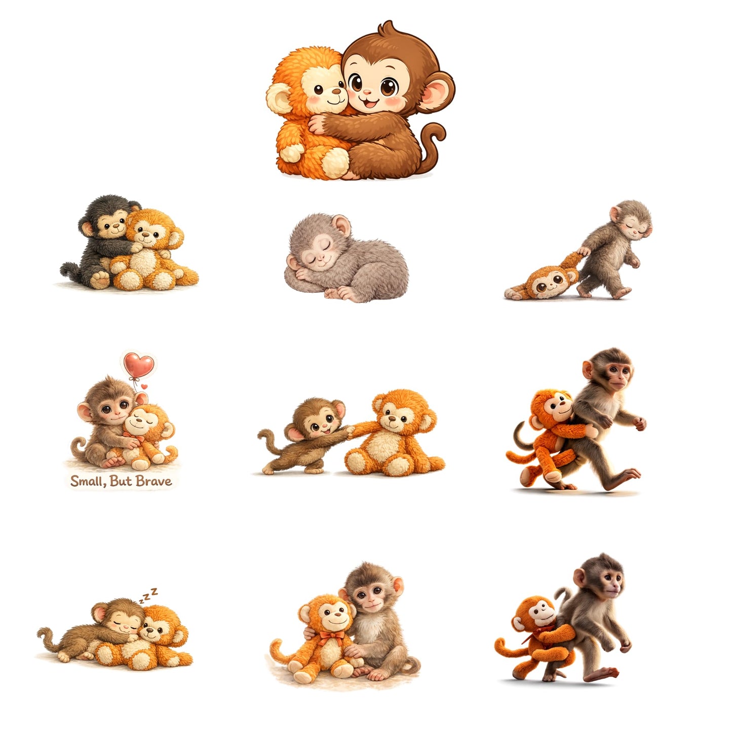 Punch The Monkey Sticker Pack 10pcs – 3” Cute Chaos Monkey Meme Stickers – Funny Viral Vinyl Decals for Laptop, Water Bottle, Phone, Skateboard, Tumbler