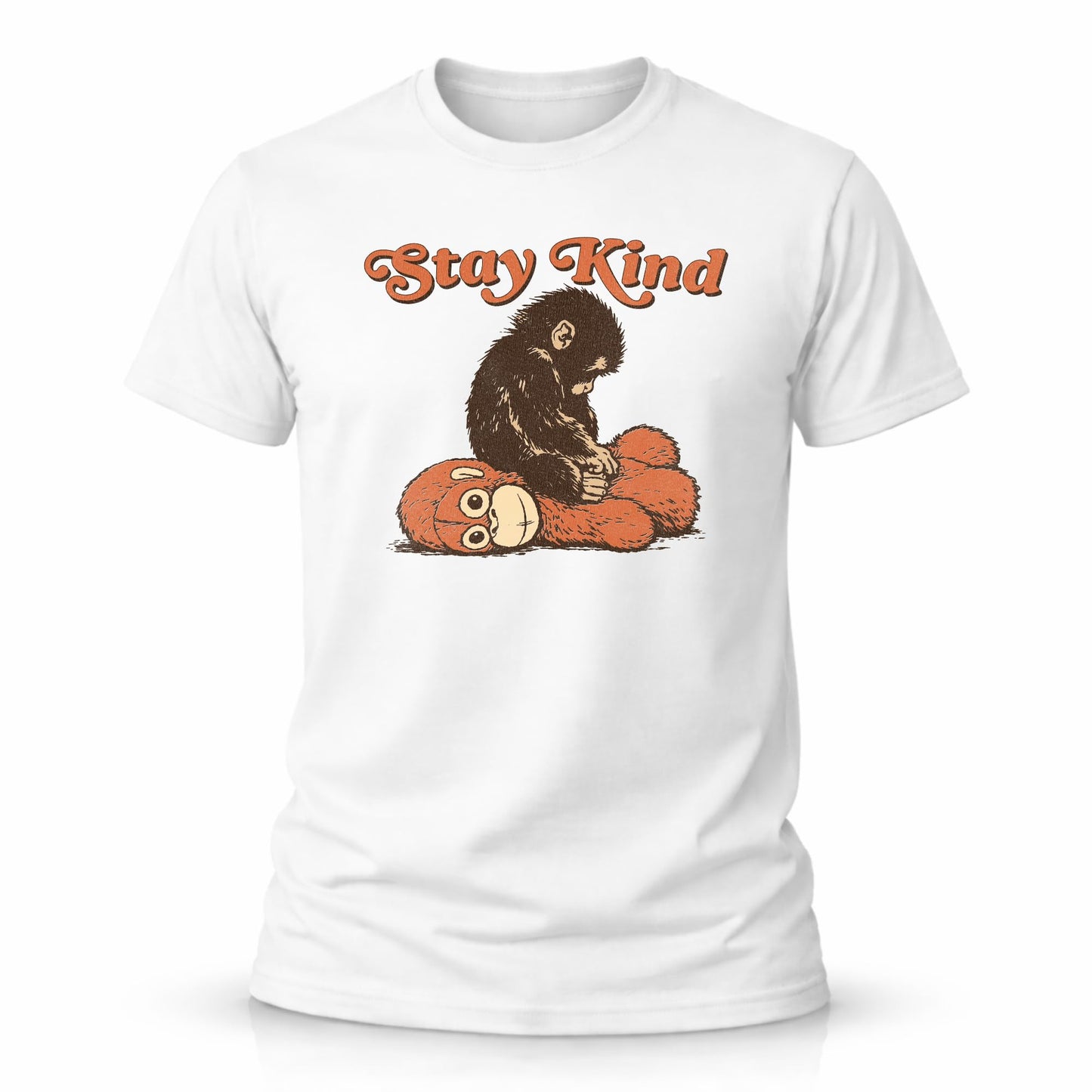 Stay Kind Punch The Monkey Graphic T-Shirt, Cotton, Crew Neck, Short Sleeve, Unisex, White and Black Available