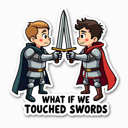 What If We Touched Swords Funny Knights Vinyl Sticker, Medieval Humor Design, (3 Inch)