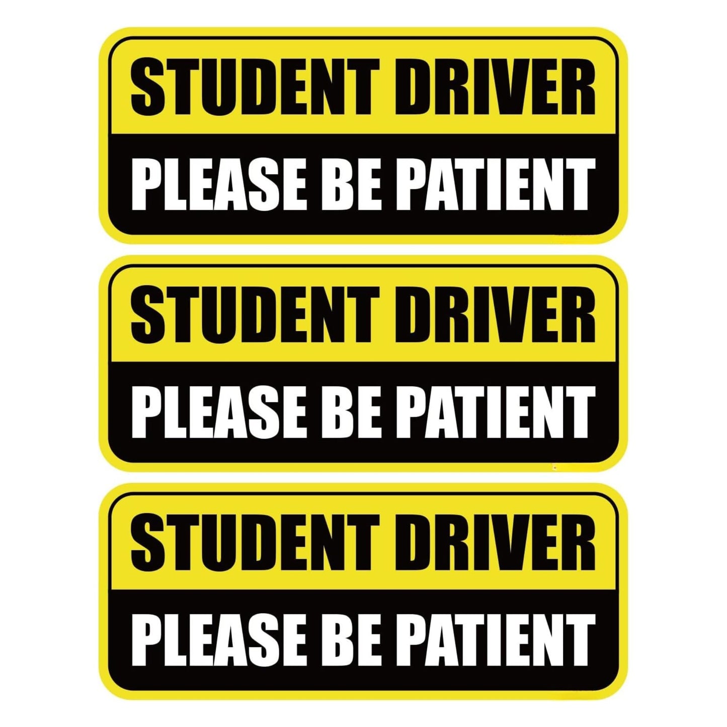 3 Pack Student Driver Magnet Signs – Commercial Grade Magnetic Vinyl | 7-Year UV Fade-Proof, High Visibility Safety Decals, 85 lb of magnetic grip per square foot (9 x 3.5) Inch