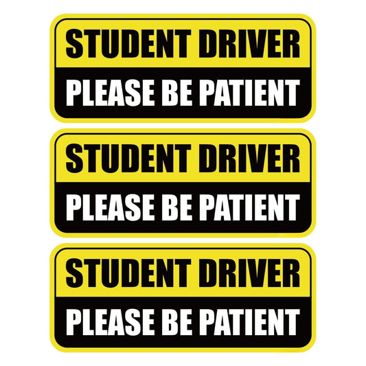 3 Pack Student Driver Magnet Signs – Commercial Grade Magnetic Vinyl | 7-Year UV Fade-Proof, High Visibility Safety Decals, 85 lb of magnetic grip per square foot (9 x 3.5) Inch