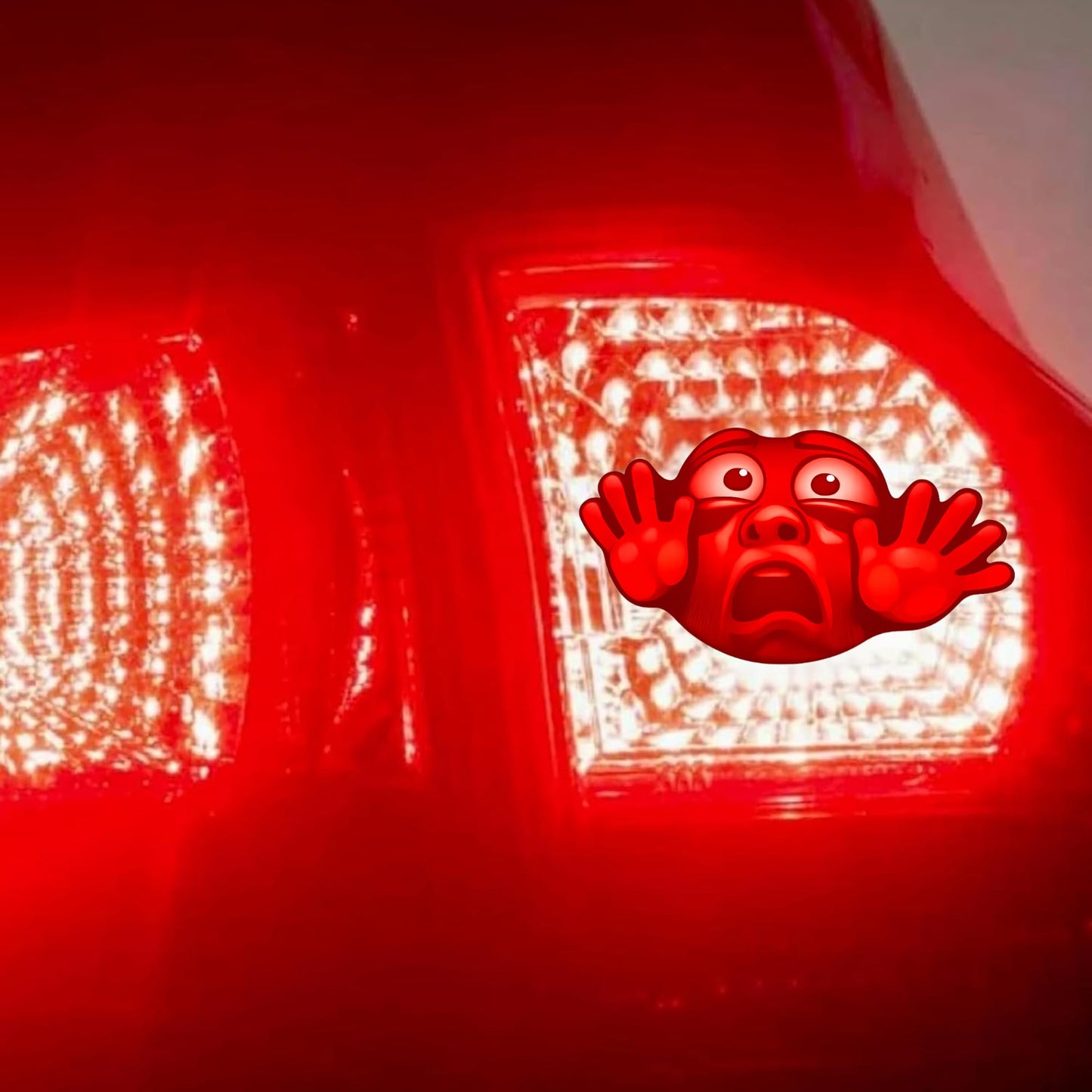 Funny Tail Light Prank Stickers, Red Face Decal for Cars Trucks SUVs, 3 Inch, 4 Pack, Vinyl, Cartoon Style