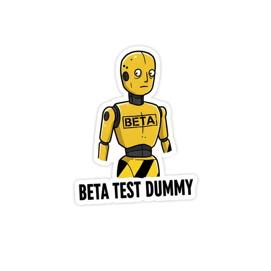“Beta Test Dummy” Funny Tesla Vinyl Bumper Sticker Decal – Anti Elon Car Bumper Vinyl Sticker - 5" x 3.5" for Tesla Owners